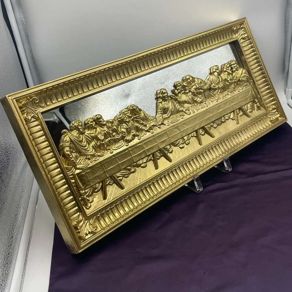 Homco: VTG “The Last Supper” 3D Religious Wall Art Decor w/ Gold Mirrored Frame